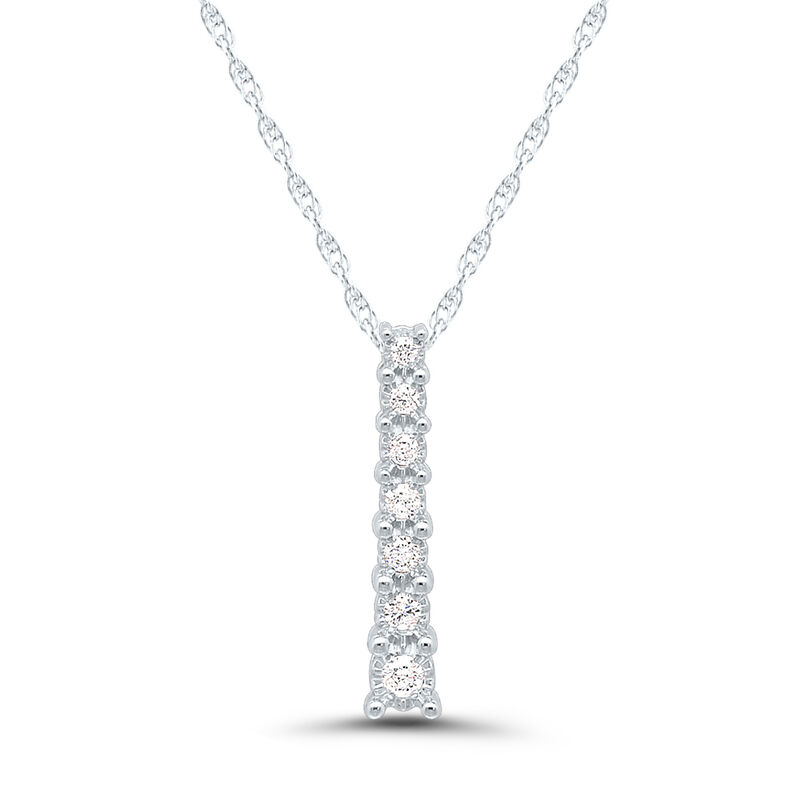 Journey Diamond Pendant with Illusion Setting in 10K White Gold &#40;1/10 ct. tw.&#41;