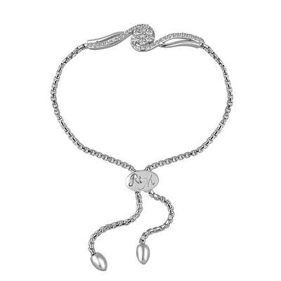 Rhythm and Muse Lab-Created White Sapphire Swirl Bolo Bracelet in Sterling Silver