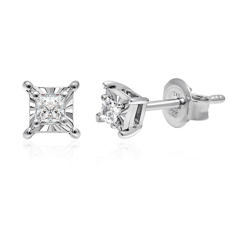 Princess-cut Diamond Solitaire Earring in 10K White Gold &#40;1/10 ct. tw.&#41;