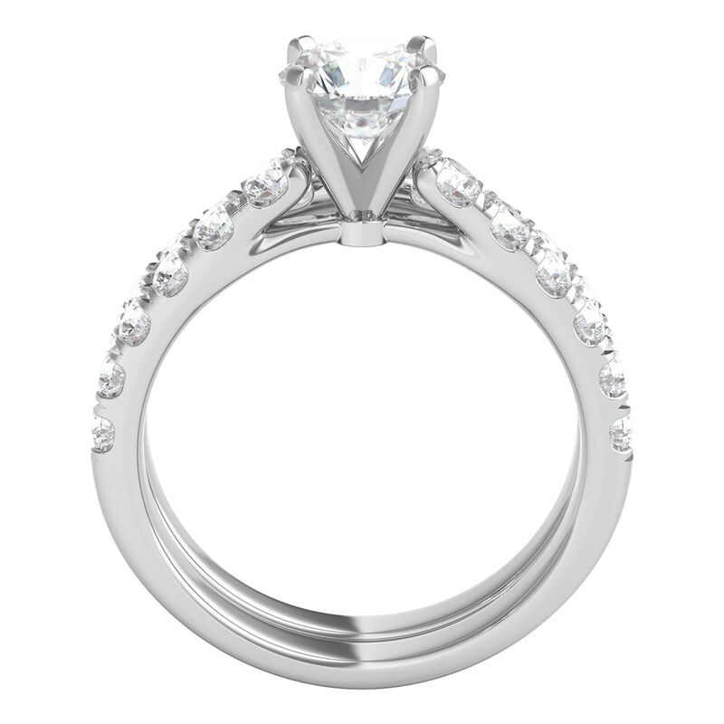 Lab Grown Diamond Bridal Set with Pav&eacute; Bands in 14K White Gold &#40;2 5/8 ct. tw.&#41;