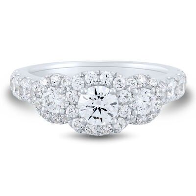 Three-Stone Diamond Engagement Ring in 14K White Gold (2 ct. tw.)