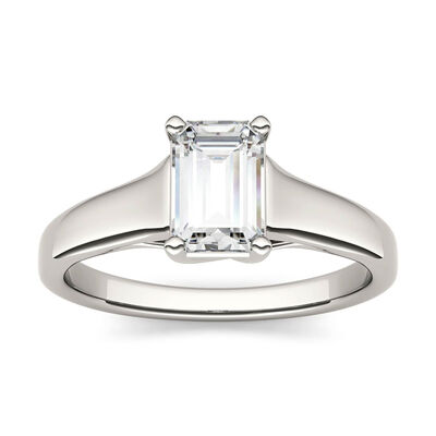 Emerald-Cut Moissanite Solitaire Ring in 14K White Gold (1 ct.)
