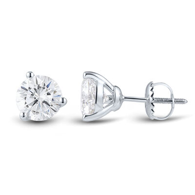 Lab Grown Diamond Earrings with Round Brilliant Cut in 14K White Gold (2 ct. tw.)