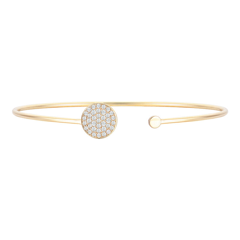 Diamond Flexible Circle Cuff Bangle Bracelet in 10K Yellow Gold &#40;3/8 ct. tw.&#41;