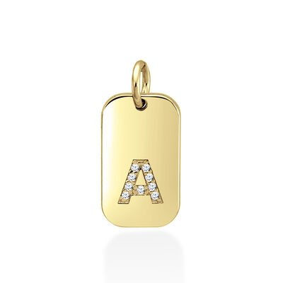 personalized diamond initial tag pendant