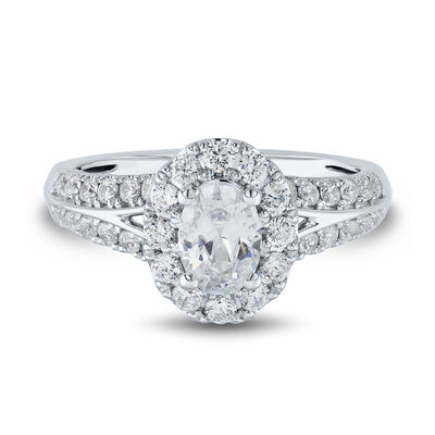 Lab Grown Diamond Oval Engagement Ring with Halo (1 1/2 ct. tw.)