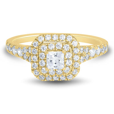 Princess-Cut Double Halo Engagement Ring in 14K Gold (3/4 ct. tw.)