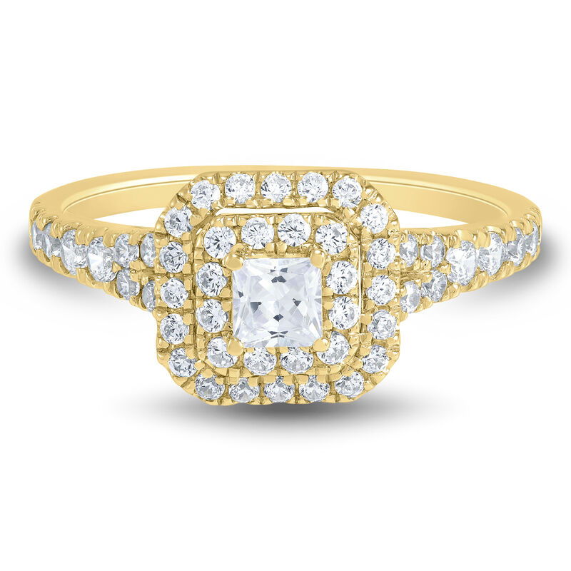 Princess-Cut Double Halo Engagement Ring in 14K Gold &#40;3/4 ct. tw.&#41;