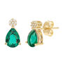 Lab-Created Emerald and Diamond Accent Earrings in 10K Yellow Gold 