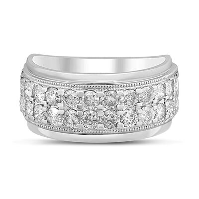 Men’s Lab Grown Diamond Wedding Band with Two-Row Setting in 10K White Gold (2 ct. tw.)