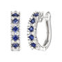 Blue Sapphire &amp; Diamond Hoop Earrings in 10K White Gold &#40;1/3 ct. tw.&#41;