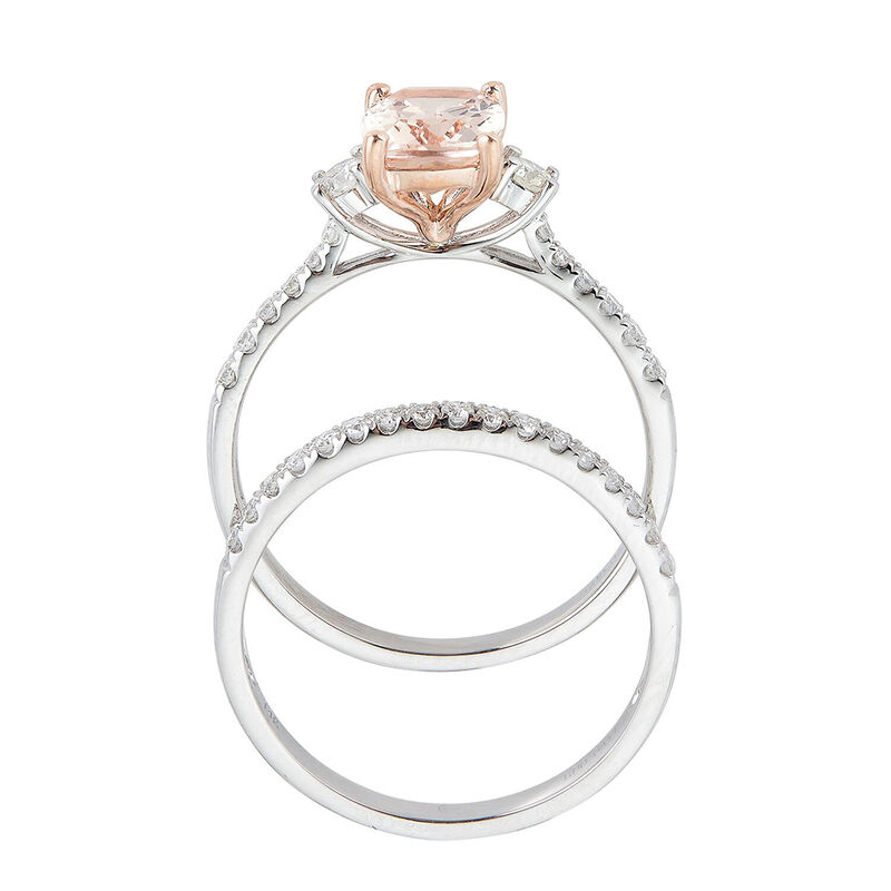 Morganite &amp; 1/2 ct. tw. Diamond Engagement Ring Set in 14K White &amp; Rose Gold