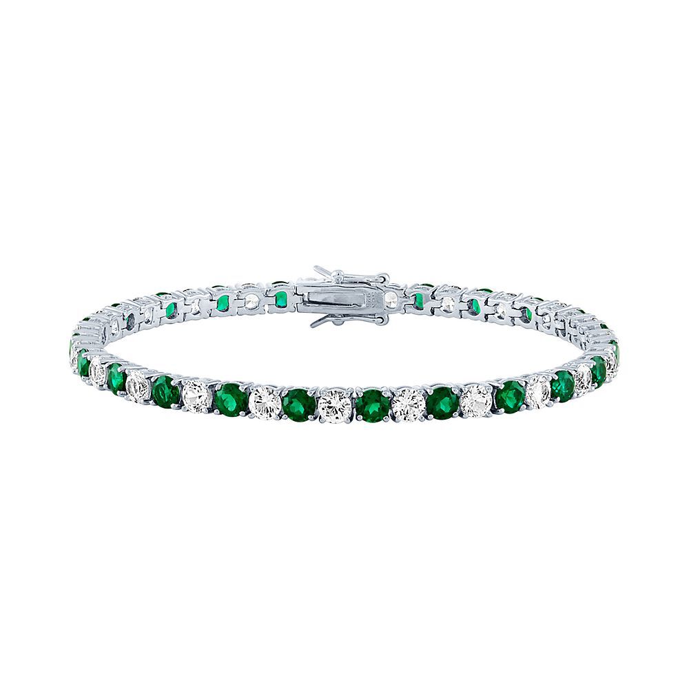 Oval Cut Emerald Stones Sterling Silver Fashion Bracelet