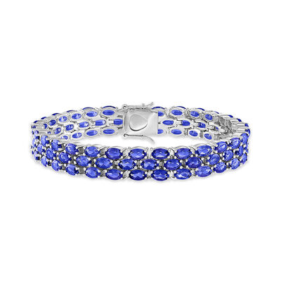 Tanzanite Bracelet with Three Rows in Sterling Silver