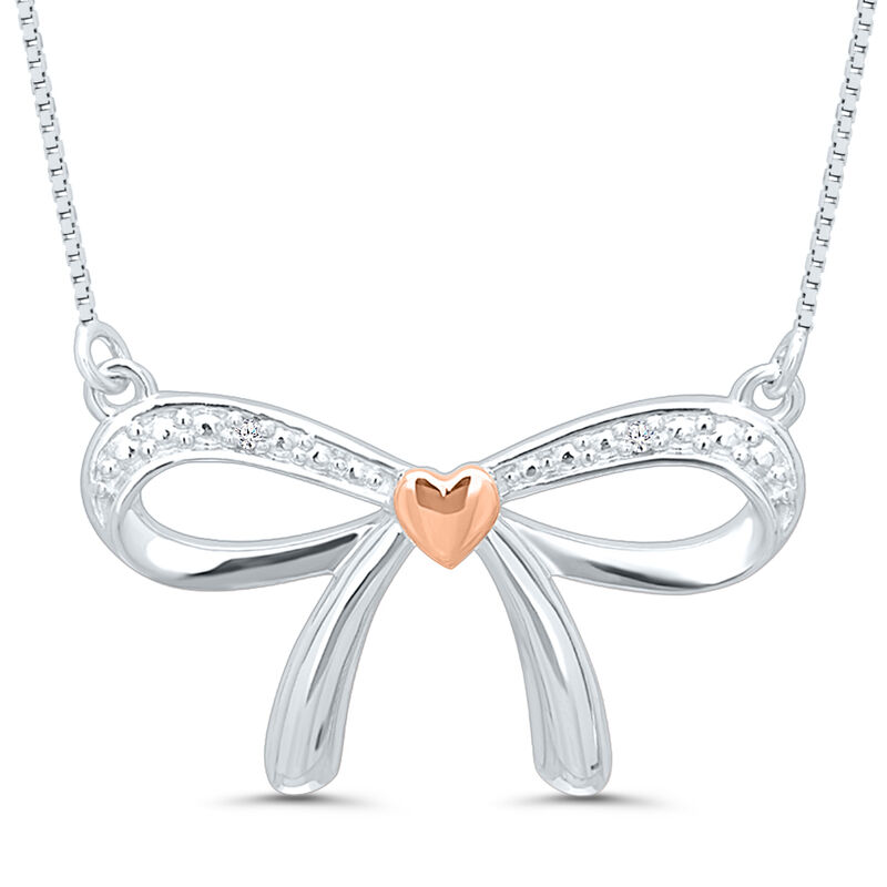 Bow Pendant with Diamond Accents in Sterling Silver