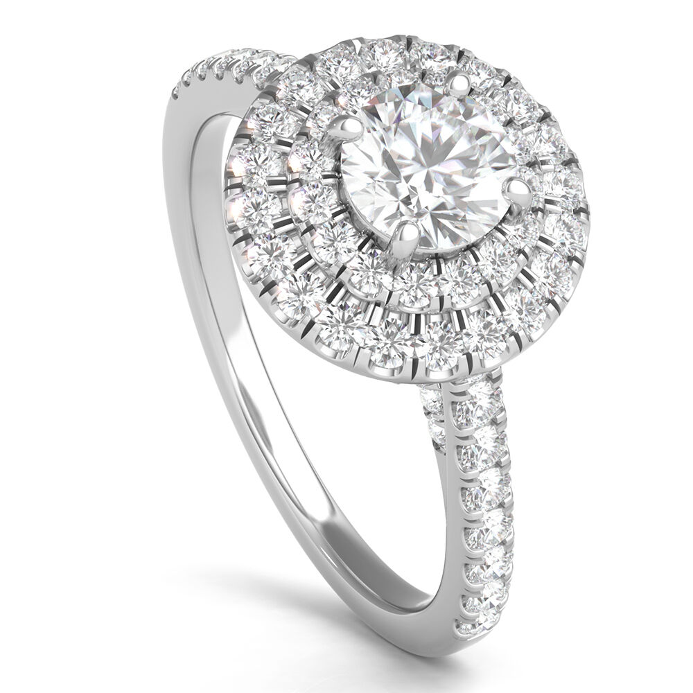 Round Ascending Double Halo Engagement Ring – Michael E. Minden Diamond  Jewelers - The Diamond & Wedding Ring Store