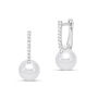 Freshwater Cultured Pearl and Diamond Earrings in 14K White Gold &#40;1/10 ct. tw.&#41;