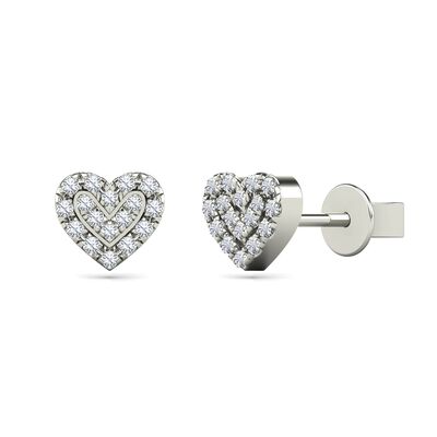 Diamond Heart Earrings in 14K Gold (1/10 ct. tw.)
