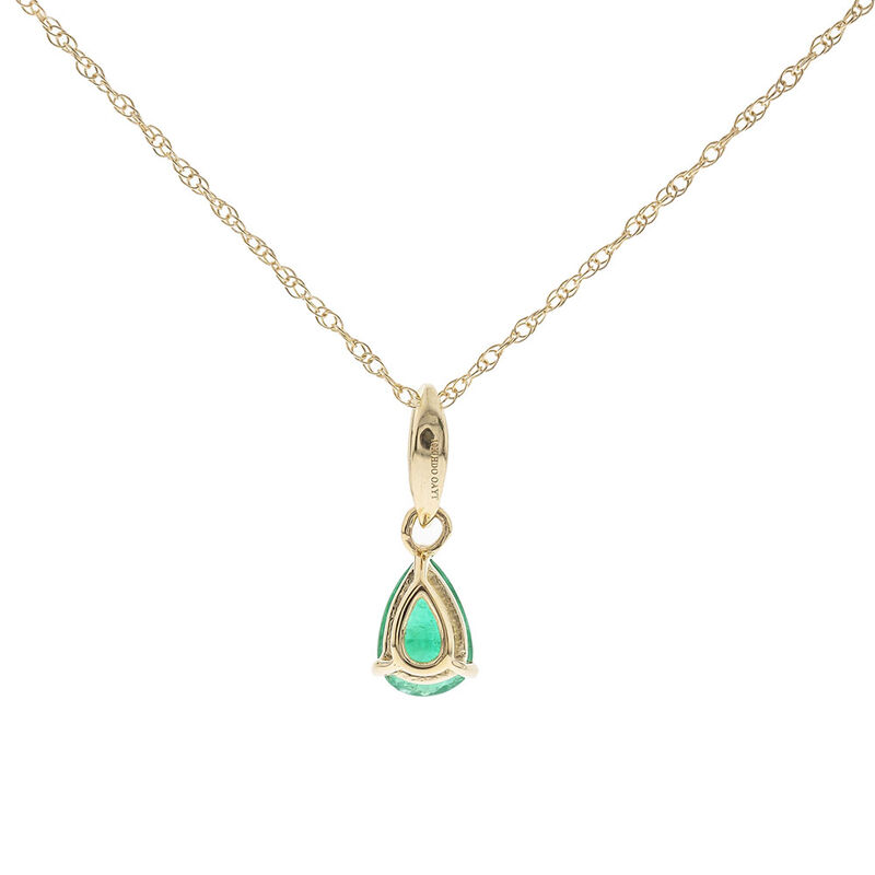 Pear-Shaped Emerald Pendant with Diamond Accents in 10K Yellow Gold