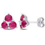 Lab Created Ruby &amp; Lab Created White Sapphire Earrings in Sterling Silver