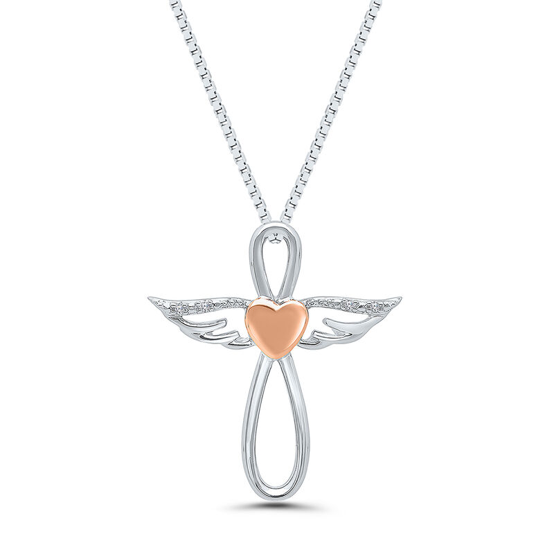 Diamond Angel Pendant in Sterling Silver