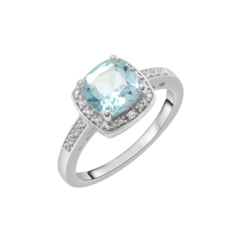 Blue Topaz and Diamond Accent Ring in Sterling Silver