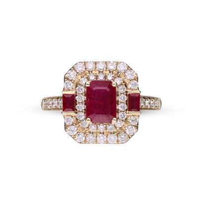 Ruby and Diamond Ring in 14K Yellow Gold (5/8 ct. tw.)