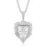 Diamond Lion Head Pendant in Stainless Steel &#40;1/4 ct. tw.&#41;