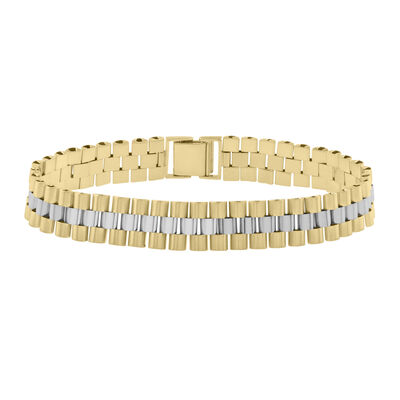 Men’s Panther Link Bracelet in 14K Yellow Gold & 14K White Gold, 12.25MM, 8.5” 