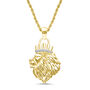 Lion Head Pendant with Diamond Accents in 10K Yellow Gold