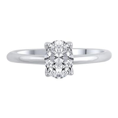 lab grown diamond solitaire oval engagement ring in 14k white gold (1 1/2 ct.)