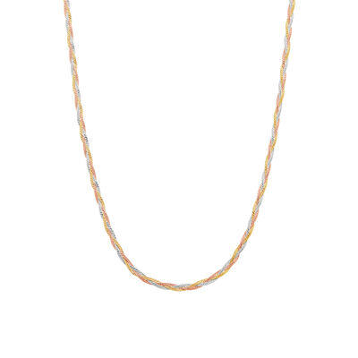 Herringbone Chain in 10K Yellow, White and Rose Gold, 18