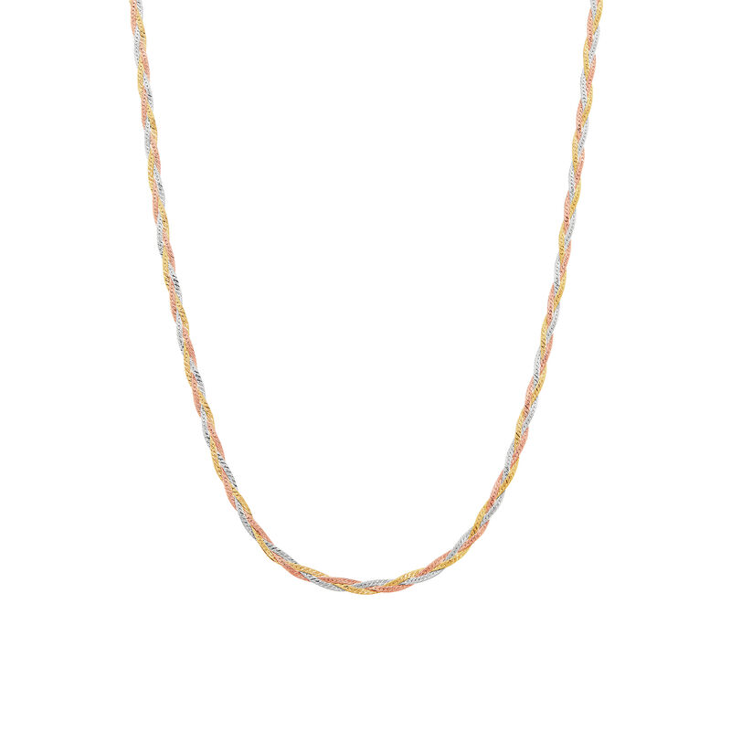 Herringbone Chain in 10K Yellow, White and Rose Gold, 18&quot;