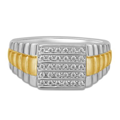 Men's 1/4 ct. tw. Diamond Ring in 10K White & Yellow Gold