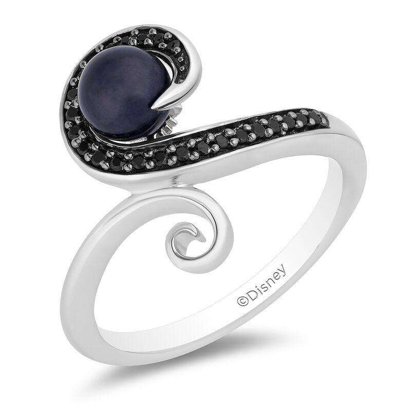 Ursula Black Diamond &amp; Pearl Ring in Black &amp; White Rhodium-Plated Sterling Silver &#40;1/10 ct. tw.&#41;