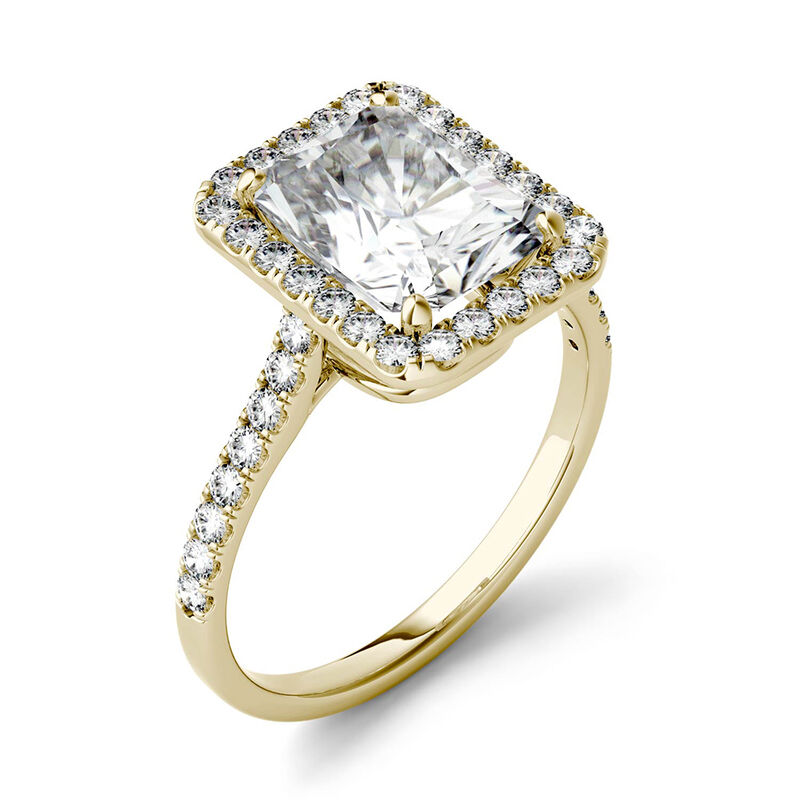 Radiant-Cut Moissanite Halo Ring in 14K Yellow Gold &#40;3 ct. tw.&#41;