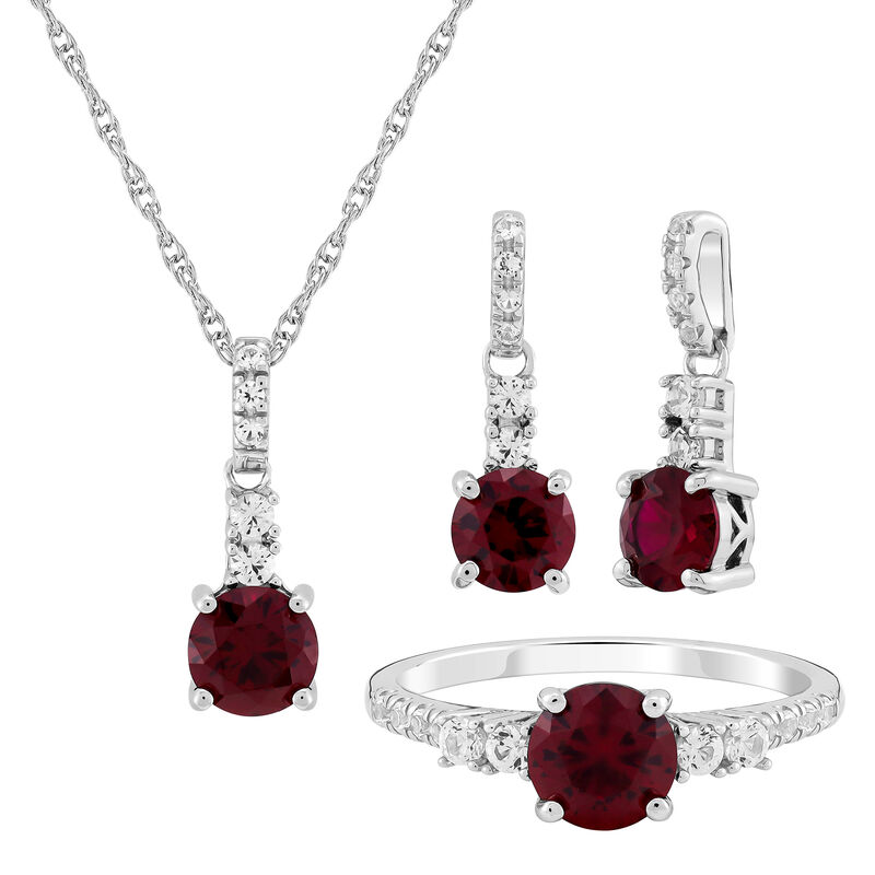 Lab-Created Ruby and White Sapphire Jewelry Set