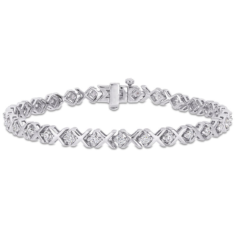 XOXO Bracelet with Moissanite Gemstones in Sterling Silver &#40;1 3/4 ct. tw.&#41;