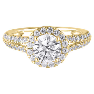 Lab Grown Diamond Halo Engagement Ring in 14K Gold (1 1/2 ct. tw.)