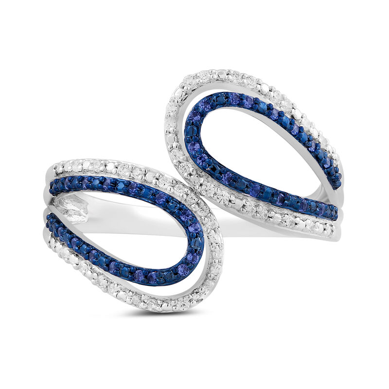 Blue Diamond Open Loop Bypass Ring in Sterling Silver &#40;1/5 ct. tw.&#41;
