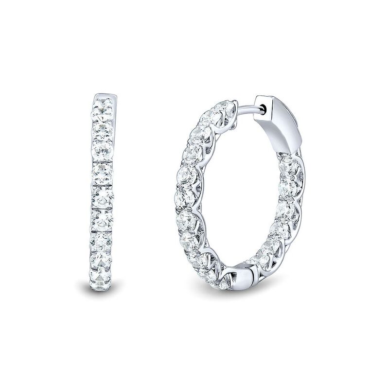 Lab Grown Diamond Hoop Earrings in 14K White Gold