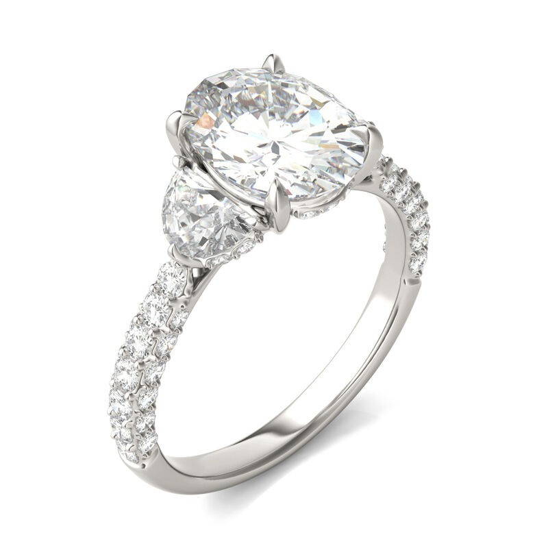 Lab Created Moissanite Oval-Shaped Engagement Ring in 14K White Gold