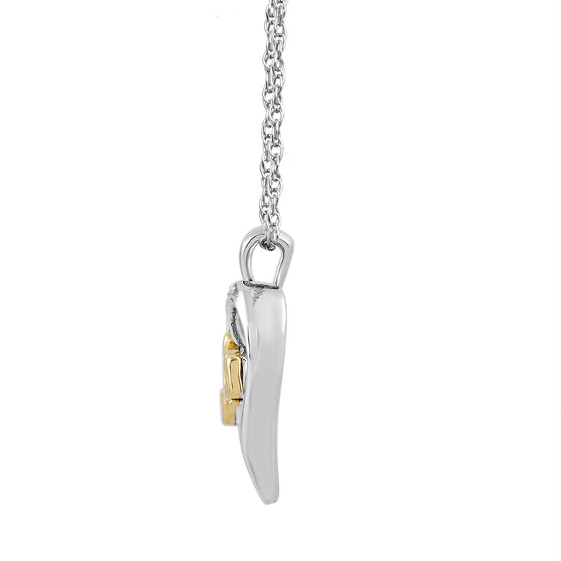 Mom Heart Pendant with Diamond Accents in Sterling Silver &amp; 10K Yellow Gold