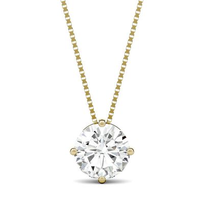 Round Moissanite Solitaire Pendant in 14K Yellow Gold (2 ct.)
