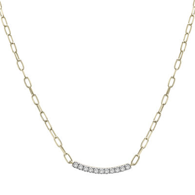 Diamond Curved Bar Necklace in Vermeil (1/7 ct. tw.)
