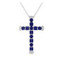 Blue Sapphire &amp; Diamond Accent Cross Pendant in 10K White Gold