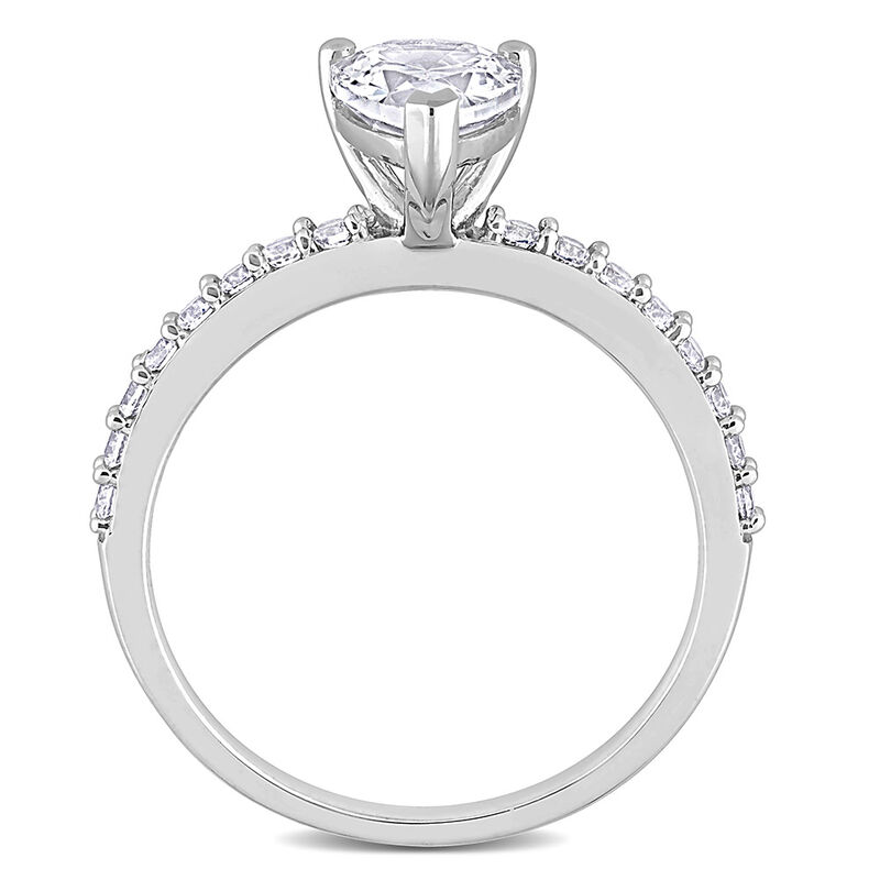 Pear-Shaped Lab Created White Sapphire Ring in 10K White Gold