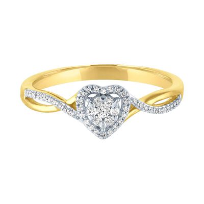 1/8 ct. tw. Diamond Heart Promise Ring in 10K Yellow Gold