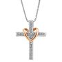 1/7 ct. tw. Diamond Cross Pendant in Sterling Silver &amp; 14K Rose Gold
