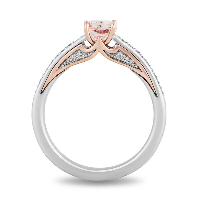 Aurora Morganite Promise Ring with Diamonds in Sterling Silver &amp; 10K Rose Gold &#40;1/7 ct. tw.&#41;